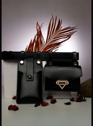 Solid Magnet Lock Waist Pouch with Mini Pouch