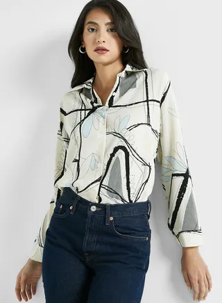 Printed Button Down Shirt