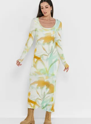 Square Neck Printed Dress