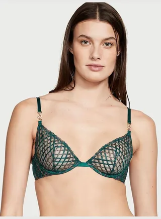 Shimmer Embroidery Low-Cut Demi Bra