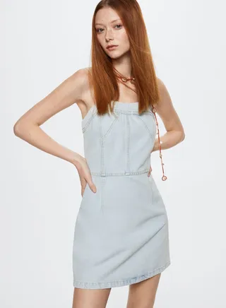 Zip Detail Denim Dress