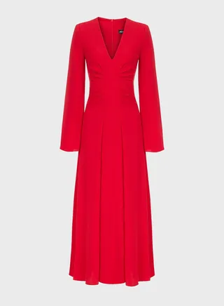 V-Neck Ruffle Sleeve Dress