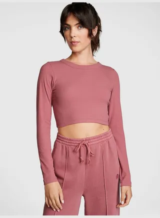 Rib Long-Sleeve Crop Top