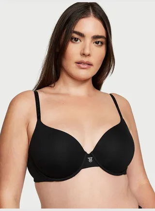 Rhinestone Logo Lightly Lined Cotton Demi Bra
