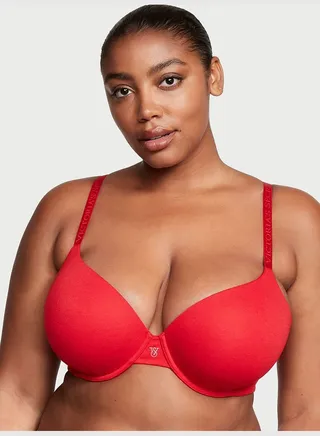 Rhinestone Logo Lightly Lined Cotton Demi Bra