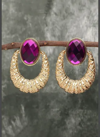 Gold Plated Party Designer Stone Drop Earring For Women