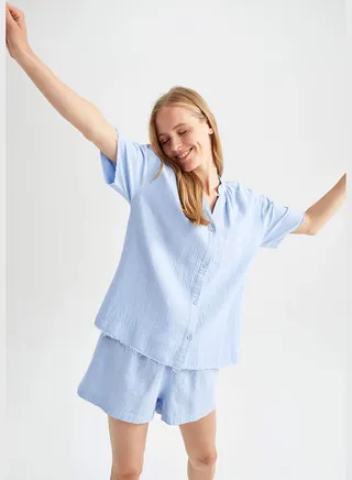 Regular Fit V-Neck Short Sleeve Pyjama Top