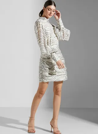 High Neck Printed Dress
