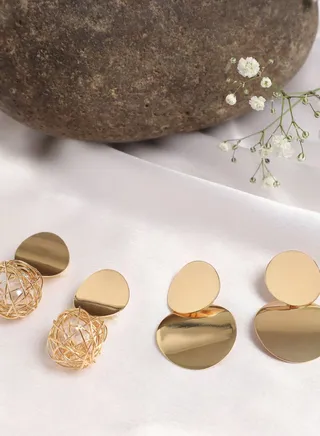 Pack of 2 Gold Plated Designer Drop Earrings