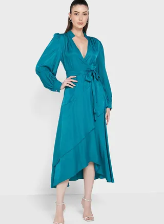 V Neck Tie Detail Dress
