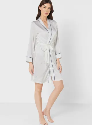 Contrast Piping Detail Night Robe