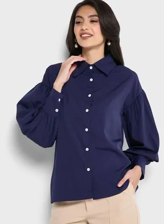 Puff Sleeve Button Down Shirt