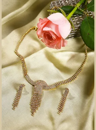 Pack of 3 Gold Plated American Diamond Necklace and Earring Set