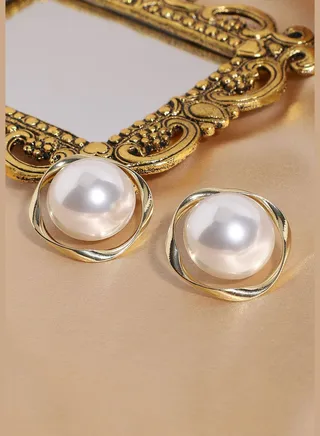 Gold Plated Pearls Western Wear Stud For Women
