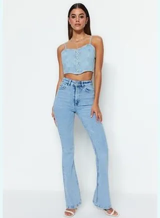 Light Blue High Waist Flare Jeans TWOSS23JE00063