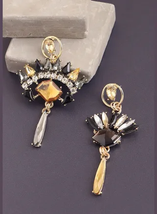 Gold Plated Party Designer Stone Drop Earring For Women