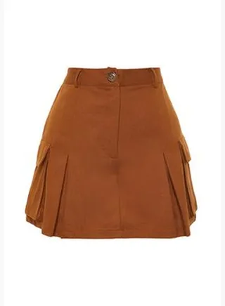 Camel Cargo Pocket Woven Shorts Skirt