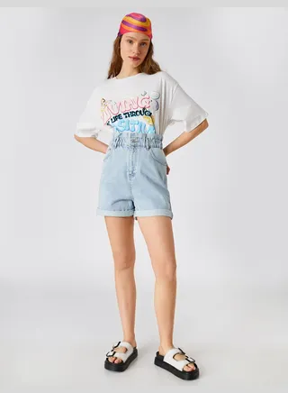 Jeans Shorts High Waist Pocket Detail
