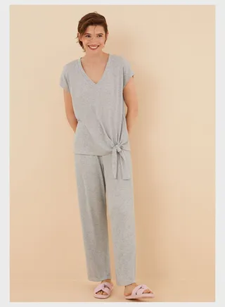 V-Neck Pyjama T-Shirt And Pants Set