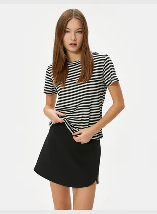 Short Sleeve Cotton Blend T-Shirt Crew Neck