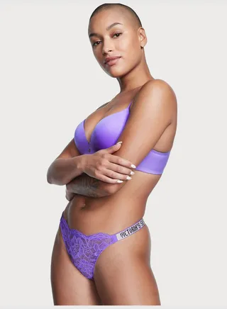Shine Strap Lace Thong Panty