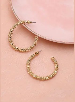 Gold Plated Party Designer Stone Hoop Earring For Women