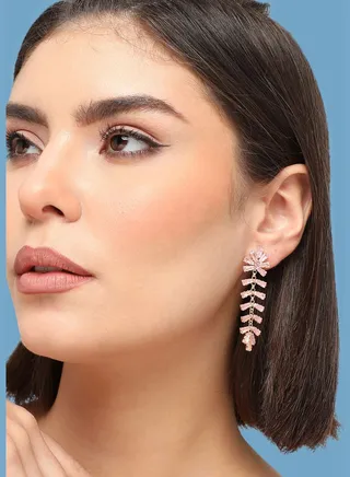 Gold Plated Party Designer Stone Drop Earring For Women