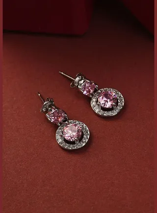 Pack of 2 Silver Plated American Diamond Drop Earring