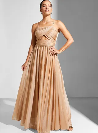 Lama Bandeau Front Shimmer Dress