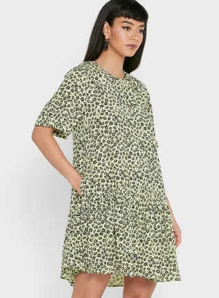 Floral Print Ruffle Detail Dress