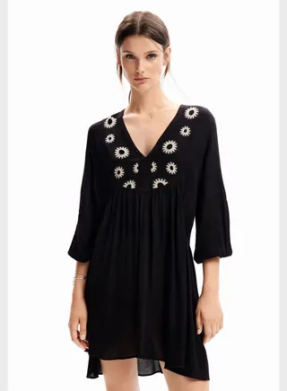 Embroidered V-Neck Dress