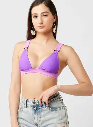Colour Block Triangle Bikini Top