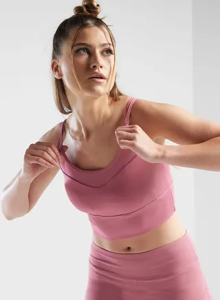 Mesh Insert Detail Athletic Bra