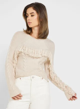 Fringe Detail Knitted Sweater