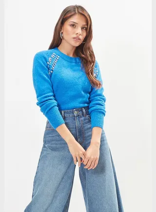 Embellished Crew Neck Sweater
