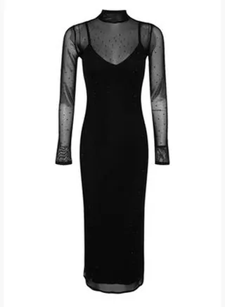Limited Edition Black Tulle Dress with Shiny Stones TPRAW24EL00208
