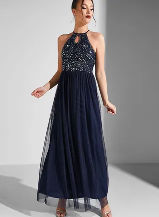 Embellished Bodice Maxi Dress