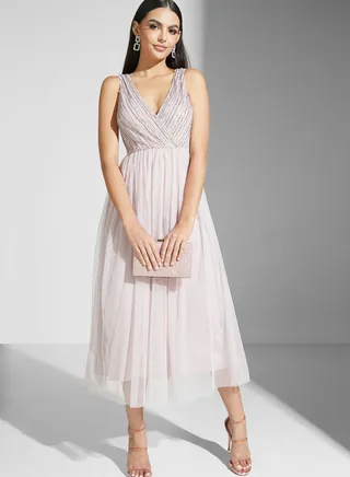 Shouq Embellished Fit And Flare Dress