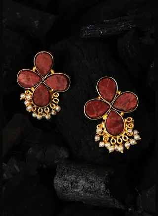 Gold Plated Designer Stone Earrings
