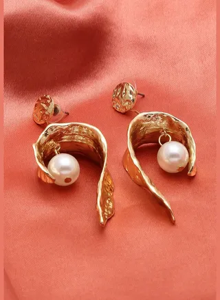 Gold Plated Pearls Drop Earring