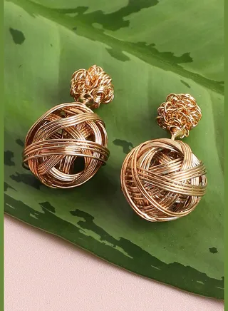 Gold Plated Designer Stone Stud
