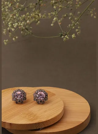 Gold Plated Designer Stone Stud