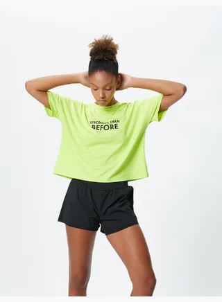 Short Sleeve Slogan Printed Crew Neck Sport T-Shirt
