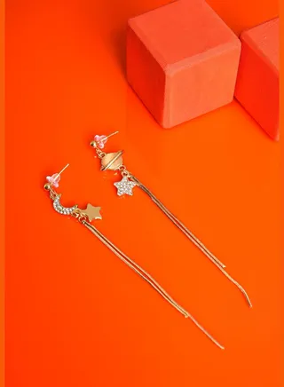 Gold Plated Designer Stone Drop Earring