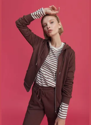 Relaxed Fit Hooded Zip-Up Hoodie