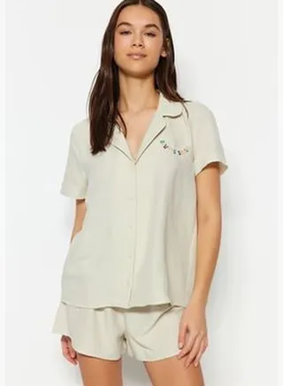 Motto Embroidered Pyjama Set
