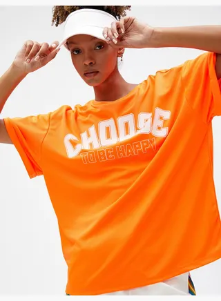 Oversized Printed Sport T-Shirt Crew Neck