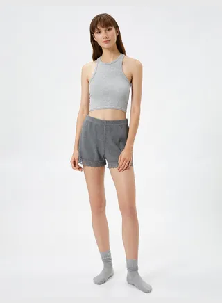 Lacy Ribbed Shorts Pyjama Bottom