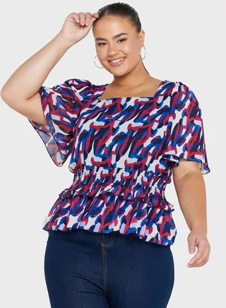 Square Neck Printed Top