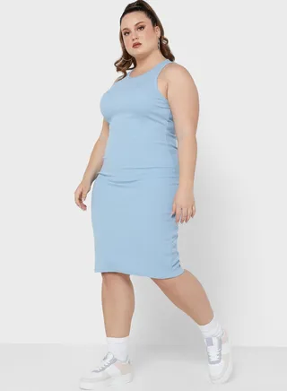 Ribbed Crew Neck Dress
